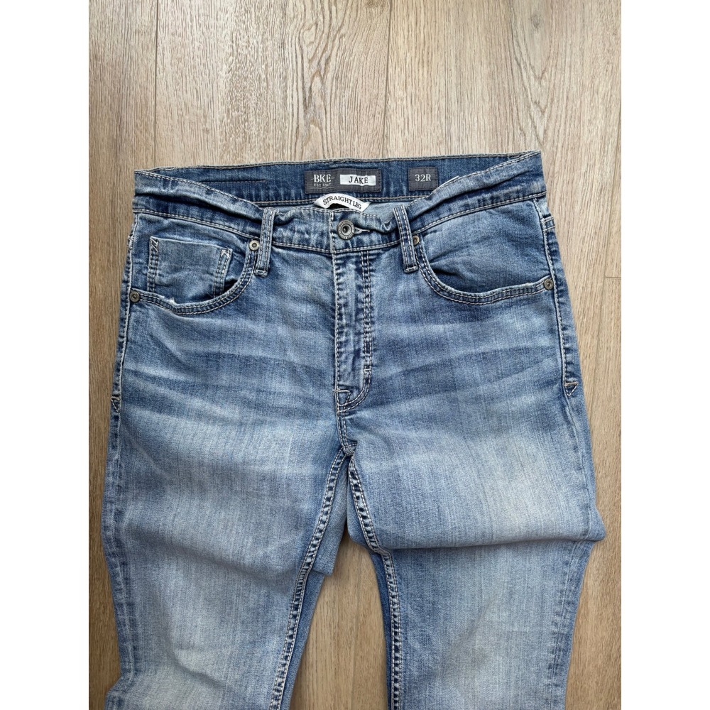 BKE JAKE Straight Leg Jeans Mens Medium Wash Denim Blue Stretch Pants 5-Pocket - Picture 2 of 9